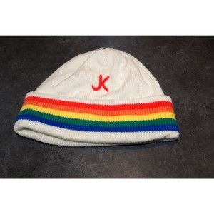 Van Raalte Skier Jean-Claude Killy Rainbow Knit Beanie Hat Winter VTG 70s Ski